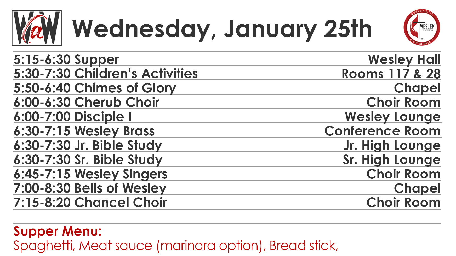 2023 jan 25 wednesday Wednesdays at Wesley